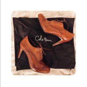 Seeking New Home: Cole Haan Camel Bootie Heels!
